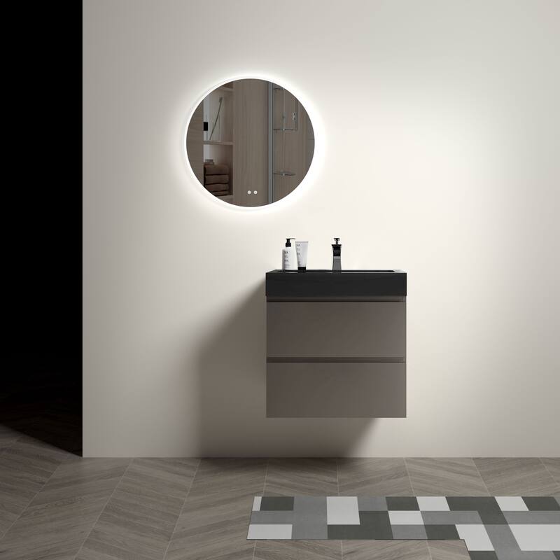 GDFStudio - Naomi Modern Floating Bathroom Vanity with Pre-Assembled Soft-Close Drawers and Durable One-Piece Basin