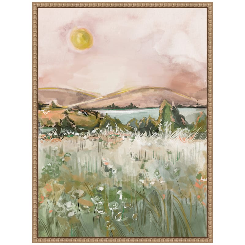 Kate and Laurel Sylvie Neutral Landscape 02 Framed Canvas by Annie Quigley