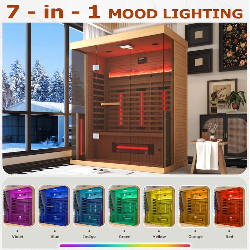 EROMMY up to 3 Person Infrared Sauna with 15-Minute Warm-Up Heater Tube and Carbon Plate