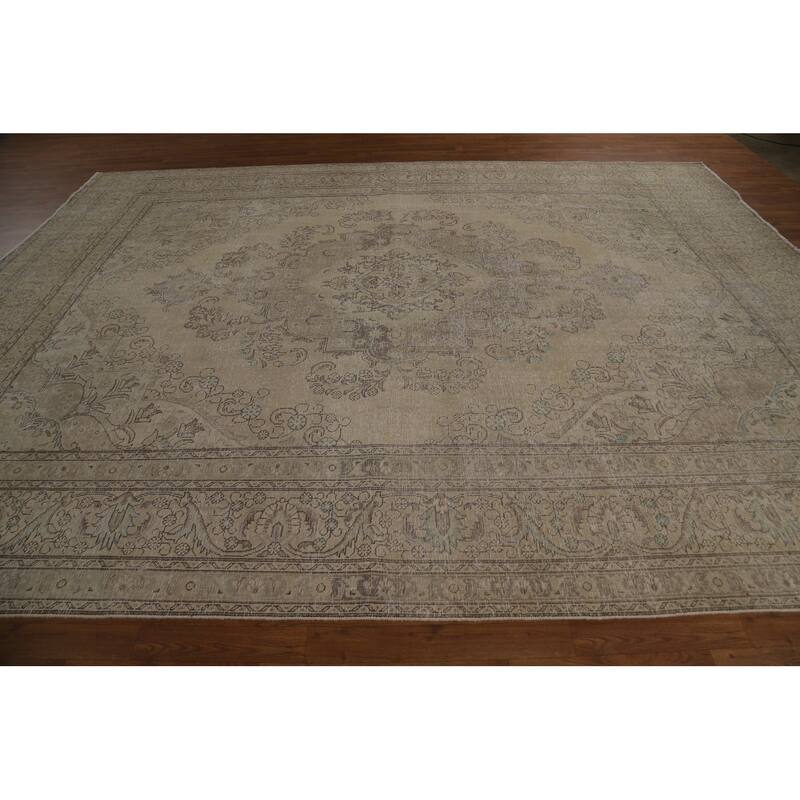 Tabriz Persian Vintage Area Rug Handmade Oriental Wool Carpet - 9'8" x 12'8"