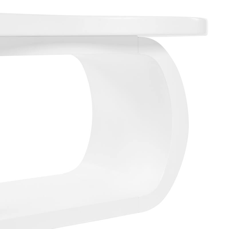 Modern Cloud Coffee Table with Thick Tabletop and Curved Legs, Cream Style Accent Table - 39.3" W × 23.6" D × 17.7" H