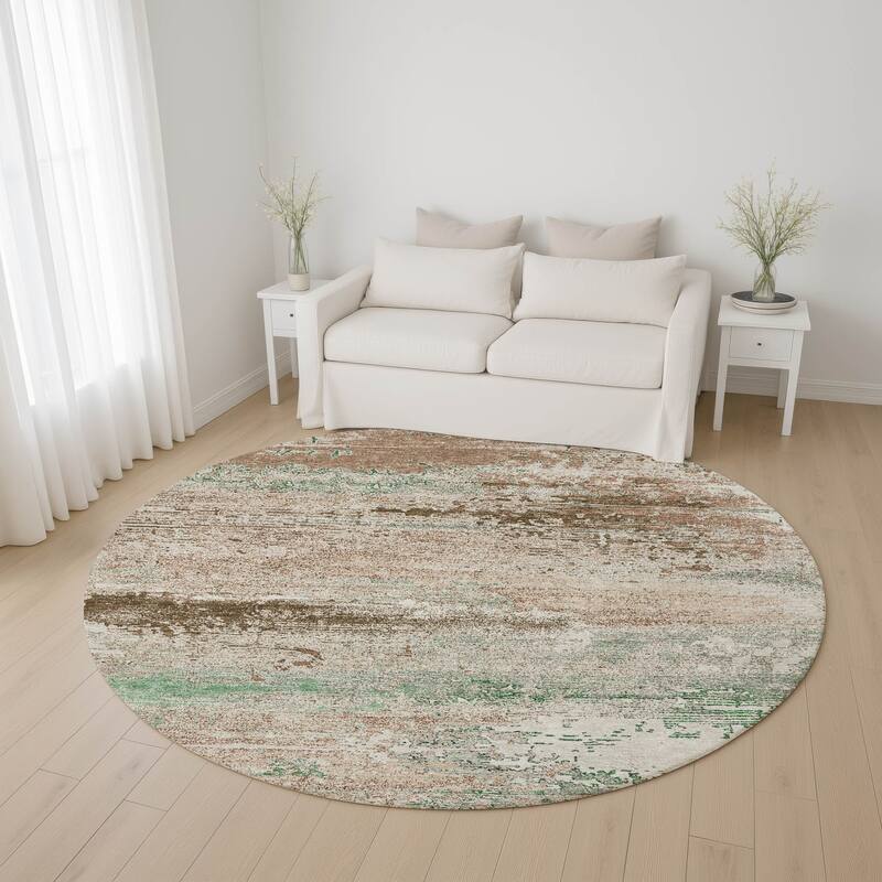 Premium Washable Super Soft Abstract Modern Mayfield Rug - Khaki - 8' x 8'
