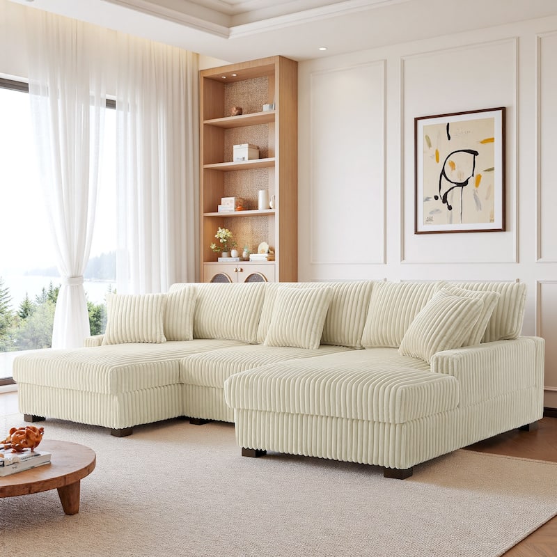 118.4"W Plush Modular Sectional Sofa with Pillows