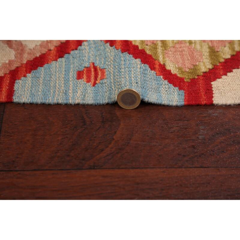 Geometric Kilim Oriental Home Decor Area Rug Wool Hand-woven - 5'2" x 6'4"