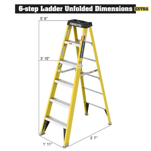 Fiberglass Step Ladder 6-Step 300LBS Yellow - Bed Bath & Beyond - 42432822