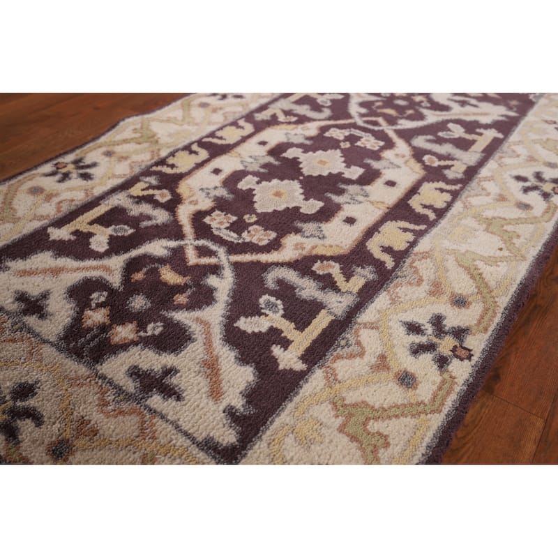 Oushak Indian Runner Rug Hand-Knotted Transitional Wool Carpet - 2'6" x 9'11"