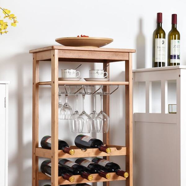 Shop Gymax Bamboo Wine Rack Countertop Bottle Storage Free