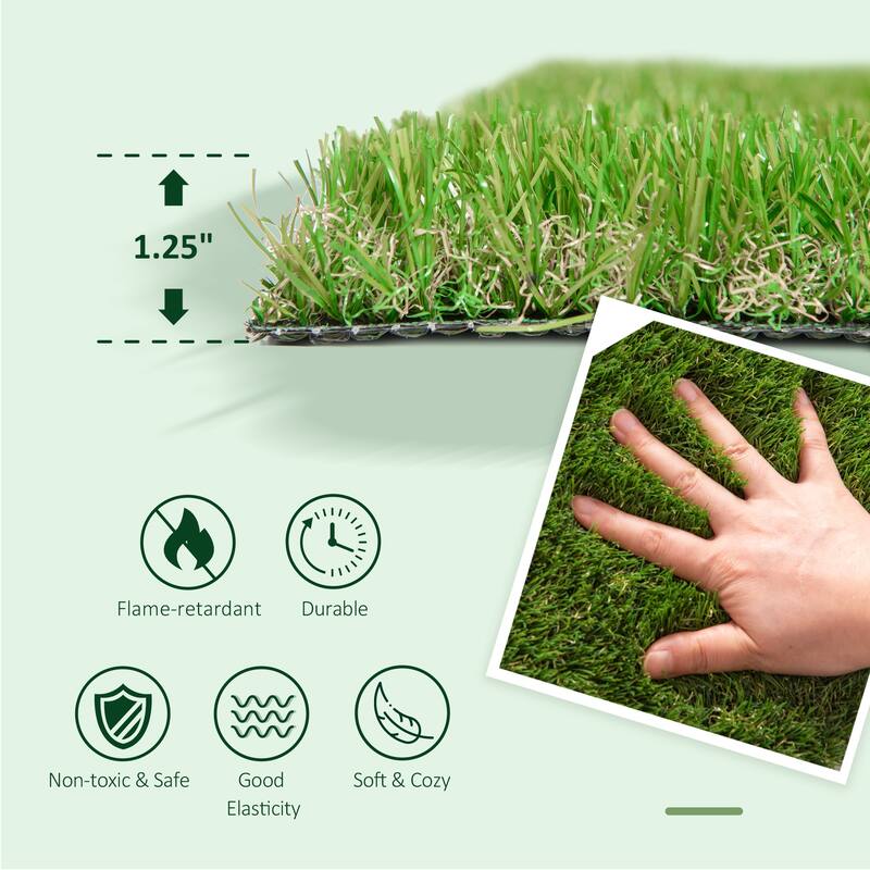 Outsunny Synthetic Indoor / Outdoor Artificial Turf Carpet with Realistic Look and Feel of Real Grass & a Rubber Backing