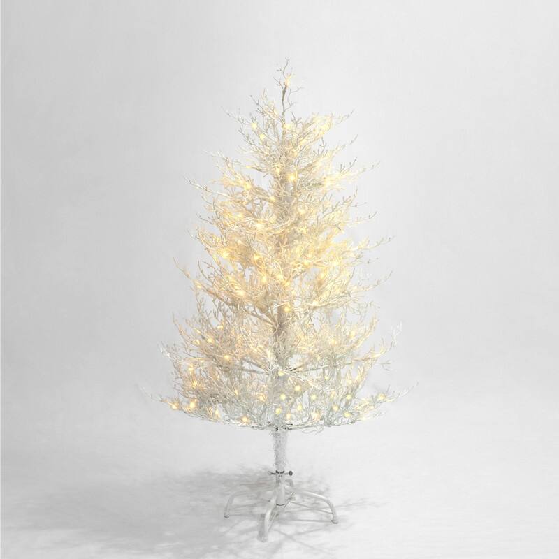 Snow-Flocked Pre-Lit Artificial Christmas Tree with Warm White LED Lights