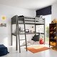 preview thumbnail 1 of 15, High Loft Bed with Desk and Storage, Heavy Duty Solid Wood Full Size Loft Bed Frame with Stairs for Kids and Toddlers Grey