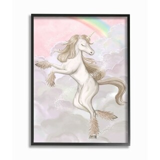 Stupell Industries Pink Florals Purple Unicorn Mythical Animal
