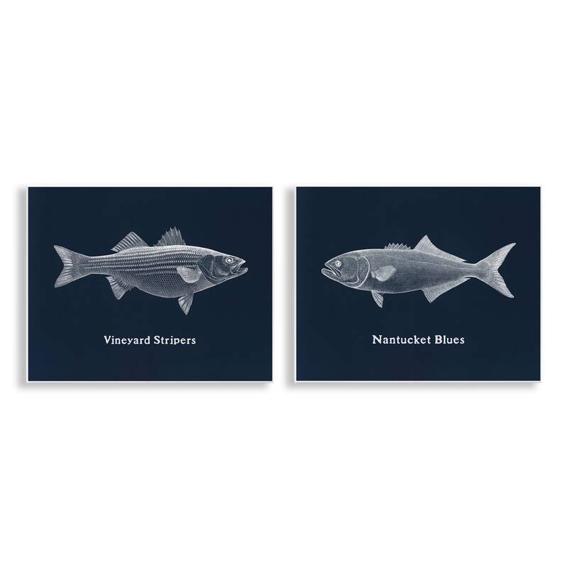 Stupell Harbor Fish Phrases Wall Plaque Art Design By Phillipa Katz (Set of 2) - 14 x 11