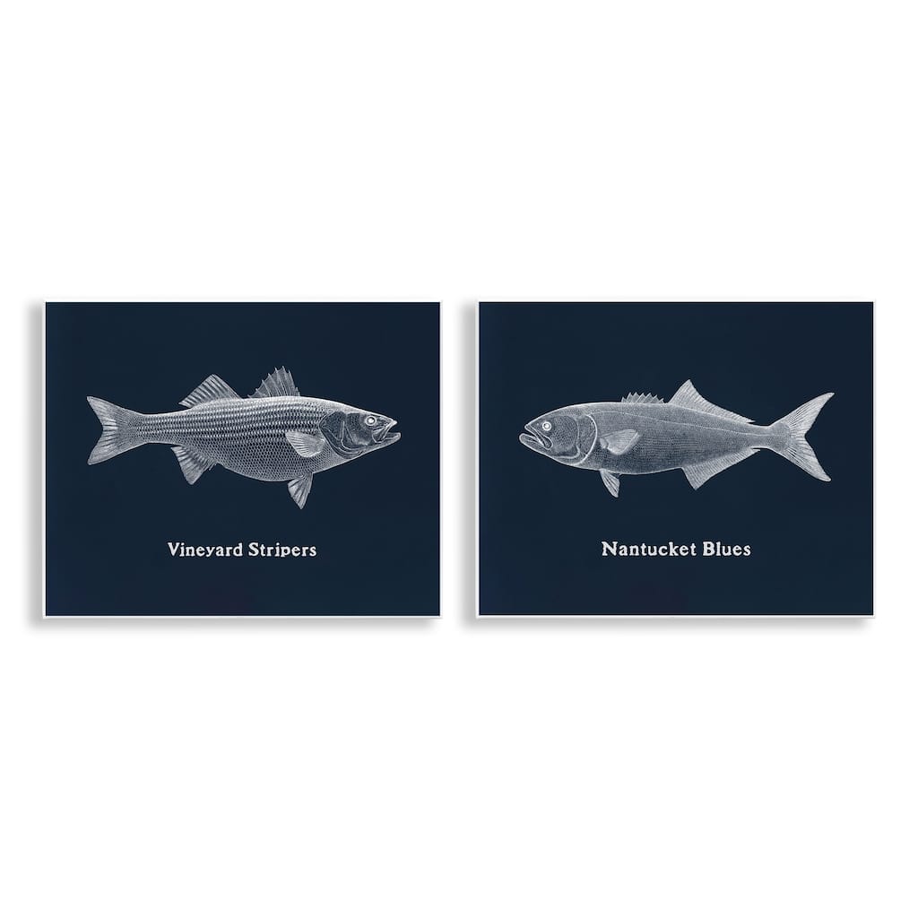Stupell Harbor Fish Phrases Wall Plaque Art Design By Phillipa Katz (Set of 2)
