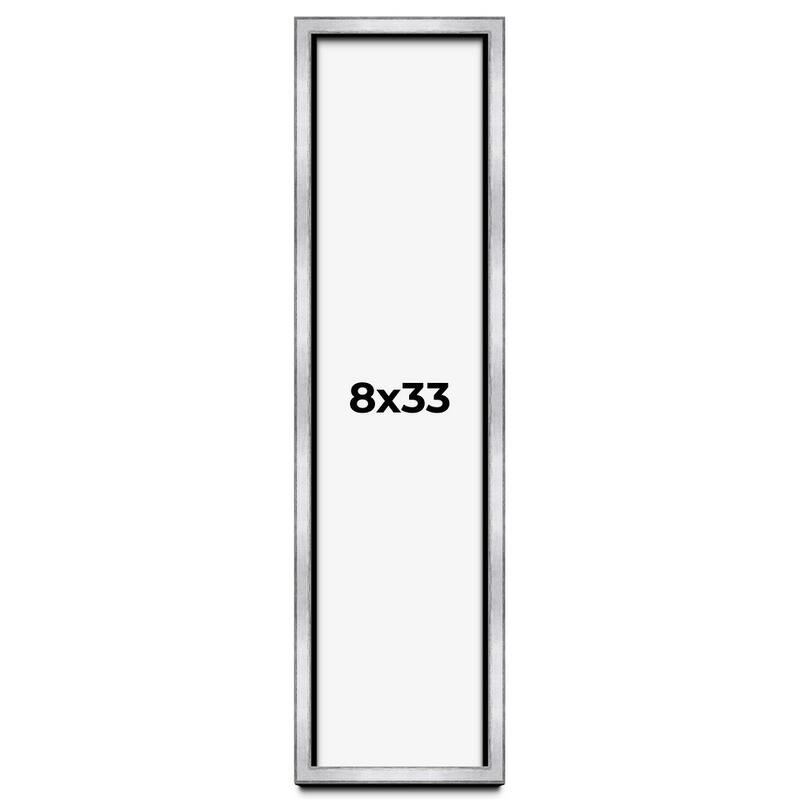 8x33 Shadow Box Frame Silver | 1.375 Inches Deep Real Wood
