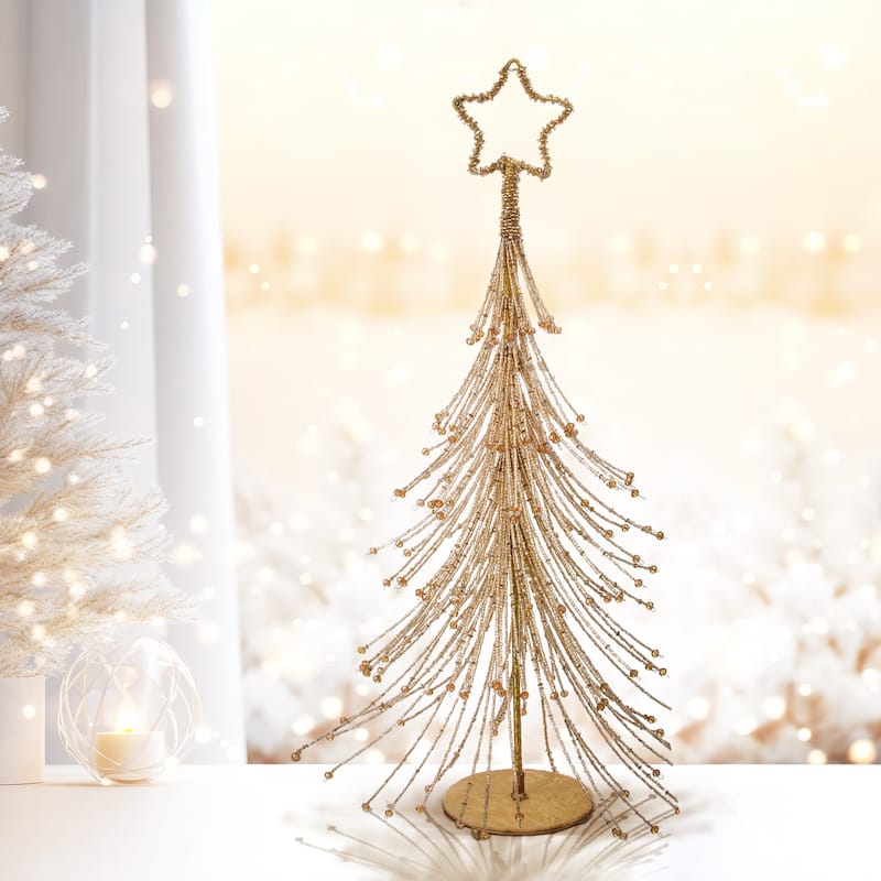 20" Glitter With Bead And Star Tree