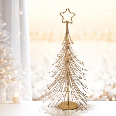 20" Glitter With Bead And Star Tree