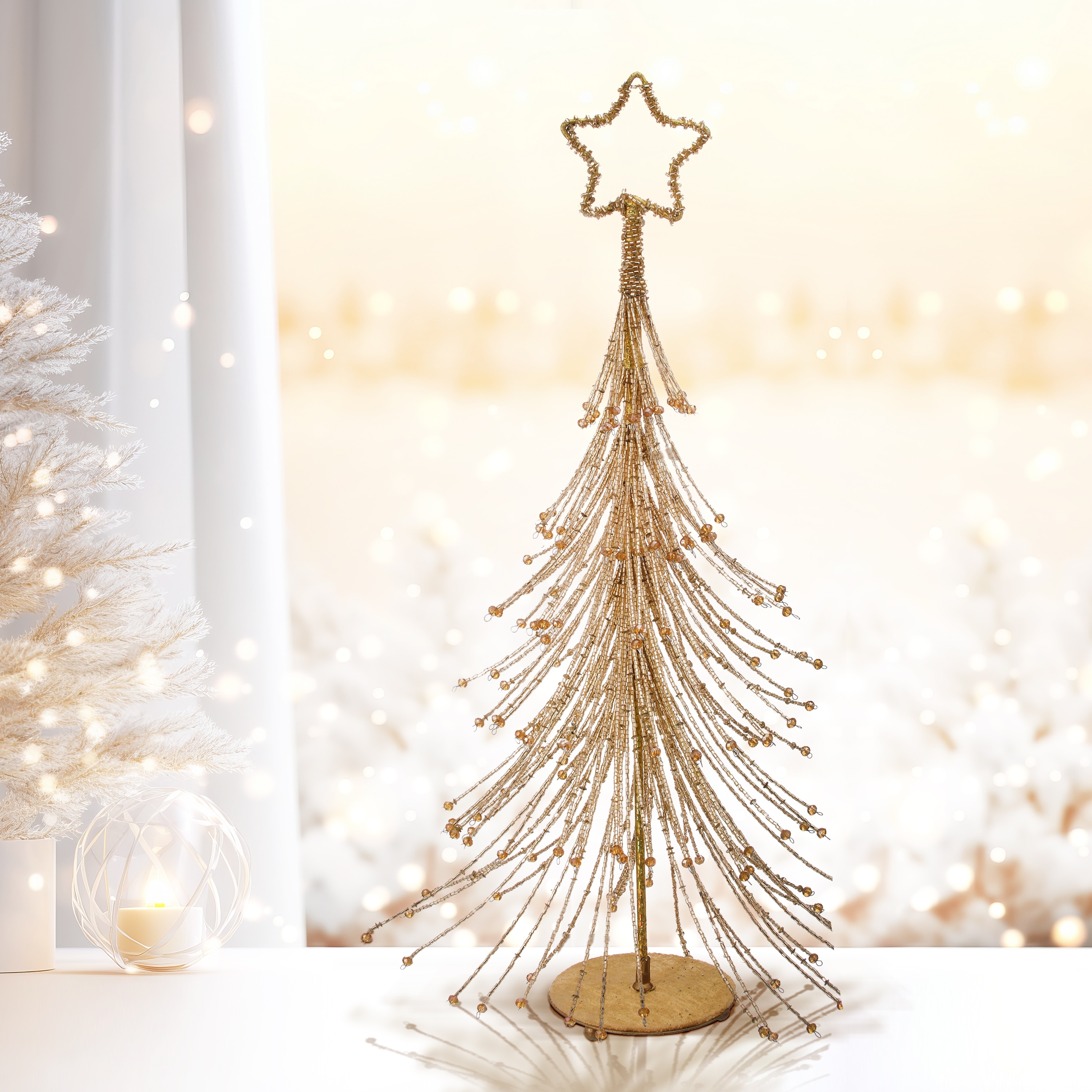 20" Glitter With Bead And Star Tree