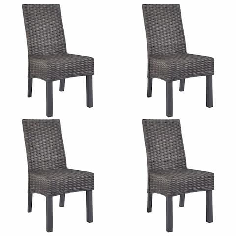 vidaXL Dining Chairs 4 pcs Brown Kubu Rattan and Mango Wood (2x246655)