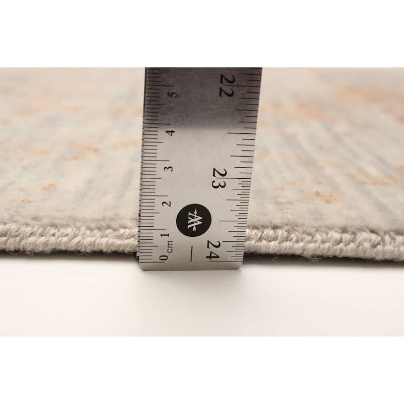 ECARPETGALLERY Hand-knotted Heritage Grey Silk, Wool Rug - 2' 7" x 18' 5"