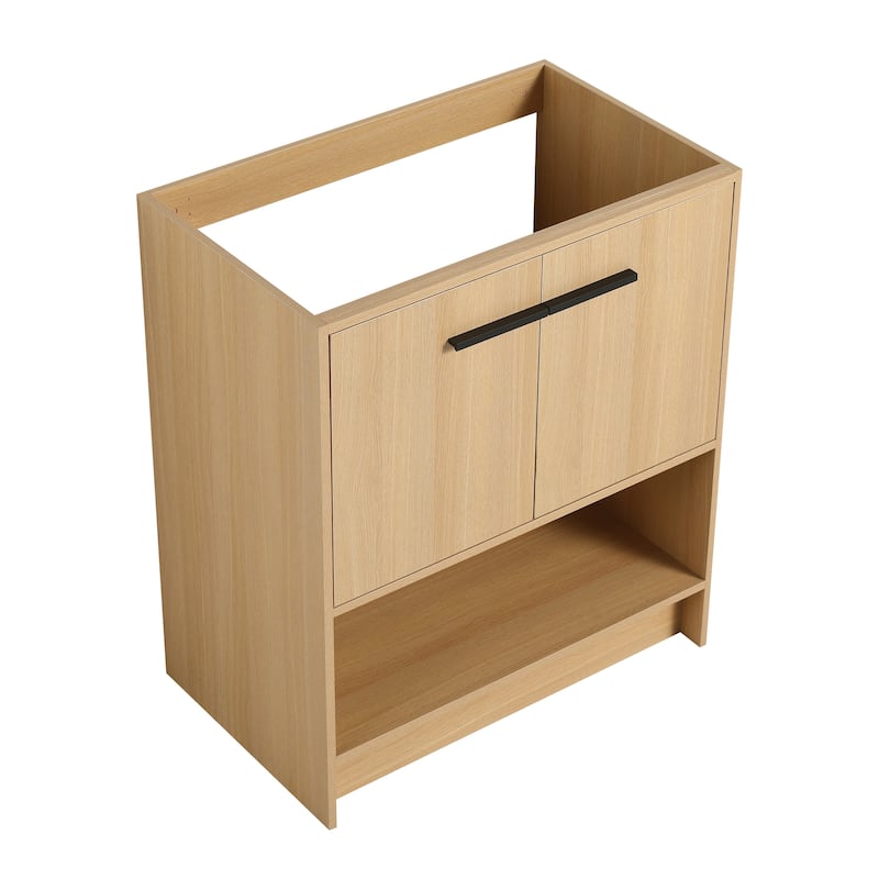 GDFStudio - Lisbon Modern Minimalist Freestanding Bathroom Vanity Cabinet with Soft Close Doors, Open Shelf, Sink NOT INCLUDED