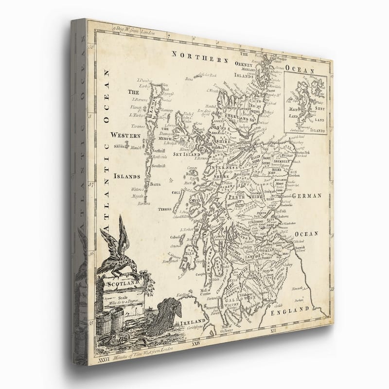 Map of Scotland -Premium Gallery Wrapped Canvas