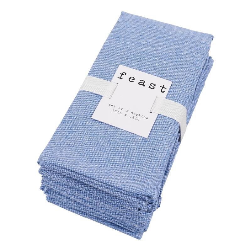 KAF Home Overbrook Chambray Dinner Napkins, Set of 8