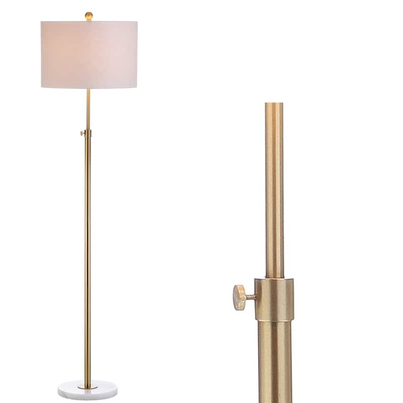 June 65" Adjustable Metal/Marble LED Floor Lamp by JONATHAN Y - 57-65" H x 15" W x 15" D - Brass Gold/White