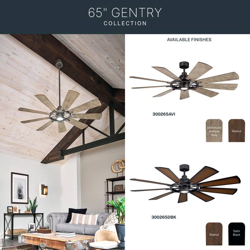 Gentry 65-inch LED Ceiling Fan (3-finish options)