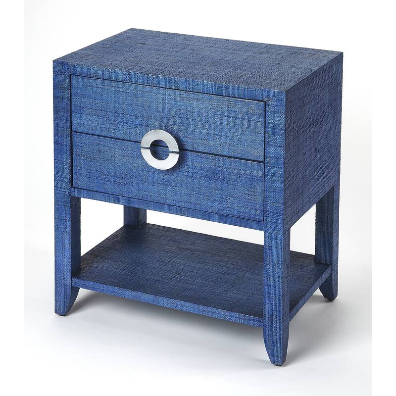 Handmade Amelle Blue Raffia End Table (Philippines) - Blue - Wood