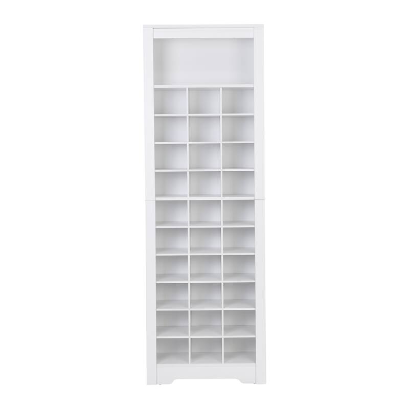Contemporary 30-Shoe Cabinet with 30 Compartments, Durable Particle Board Construction for Hallway, Bedroom and Entryway