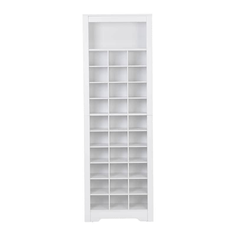 Shoe Storage Cabinet, 30 Pairs Shoe Cabinet, 12.90" Wide Cell Wood Shoe Shelves, 11 Tiers Vertical Shoe Rack for Entryway