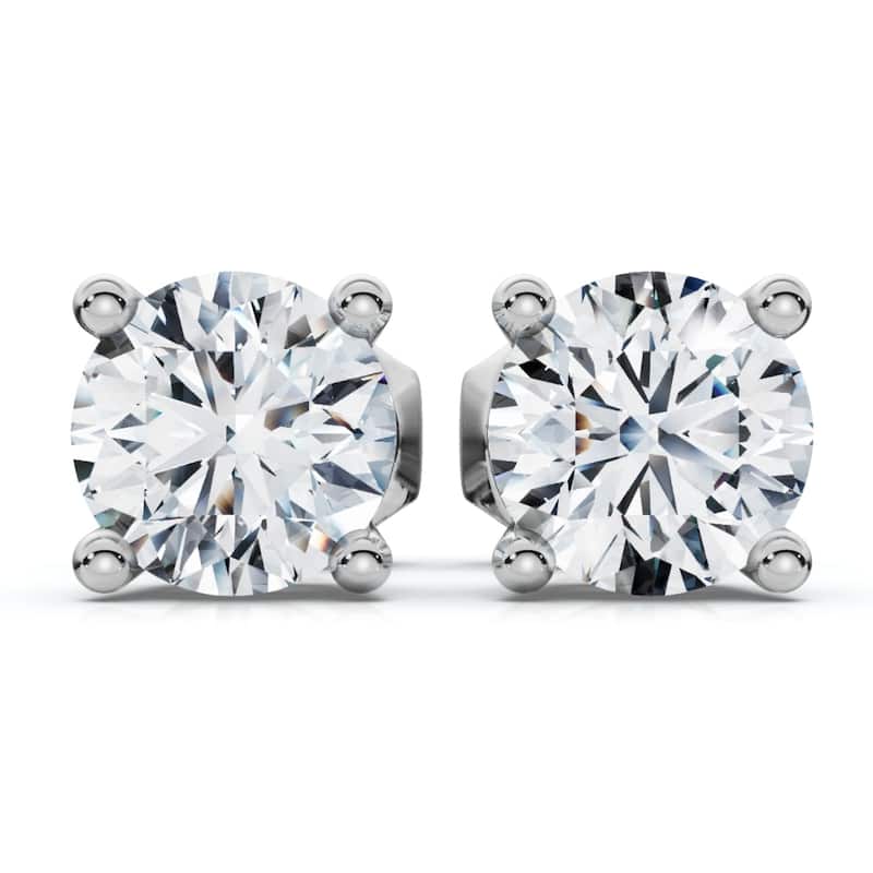 Bliss Diamond 1 Ct TW Round Cut Diamond Screw Back Studs White Gold Lab Grown