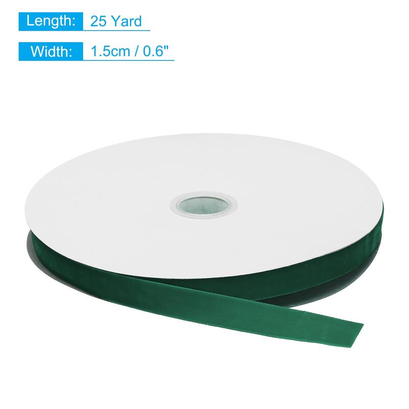 Velvet Ribbon 1 1/2 Inch Single Face Spool Silky for DIY Crafts - Dark Green - 5/8 Inch x 25 Yard