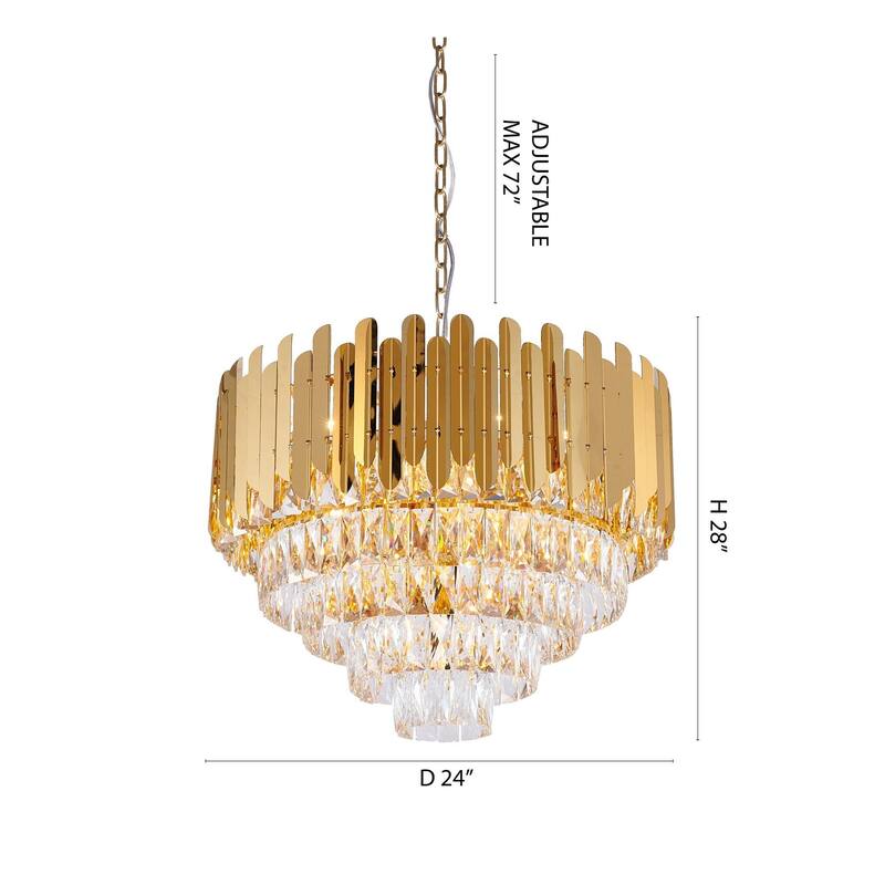 Transitional 15-Light Gold Crystal Chandelier