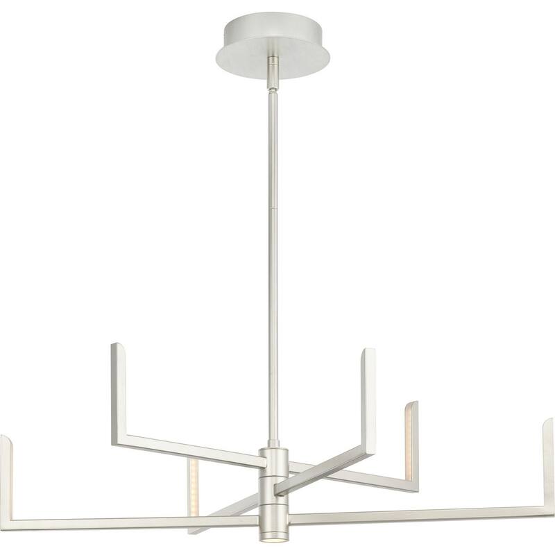 Pivot LED Collection Modern Burnished Nickel Chandelier with Downlight - 28.25 in x 28.25 in x 8.75 in - 28.25 in x 28.25 in x 8.75 in