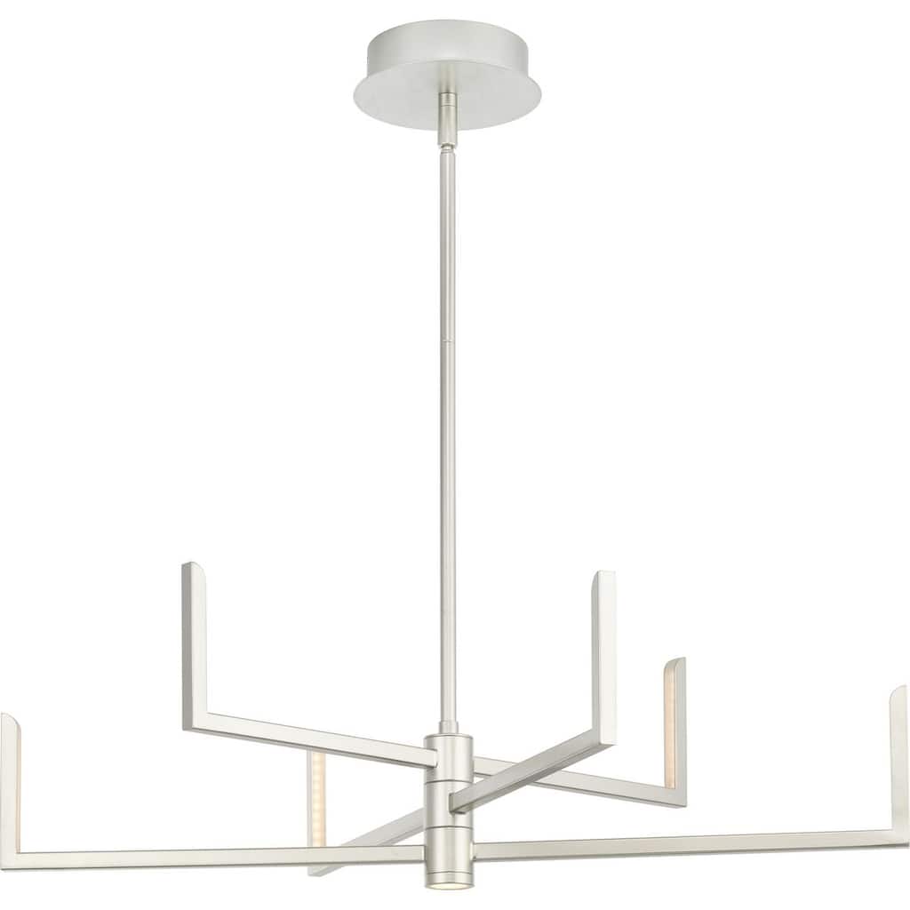 Pivot LED Collection Modern Burnished Nickel Chandelier with Downlight - 28.25 in x 28.25 in x 8.75 in