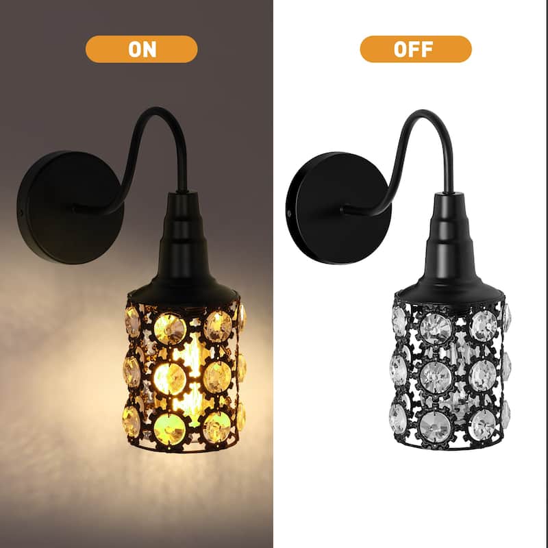 Set of 2 Plug in Crystal Wall Sconces - 2-PCS