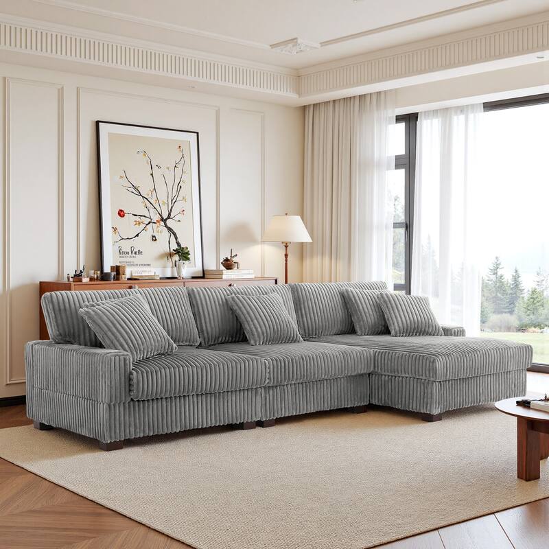 118.4"W Plush Modular Sectional Sofa with Pillows