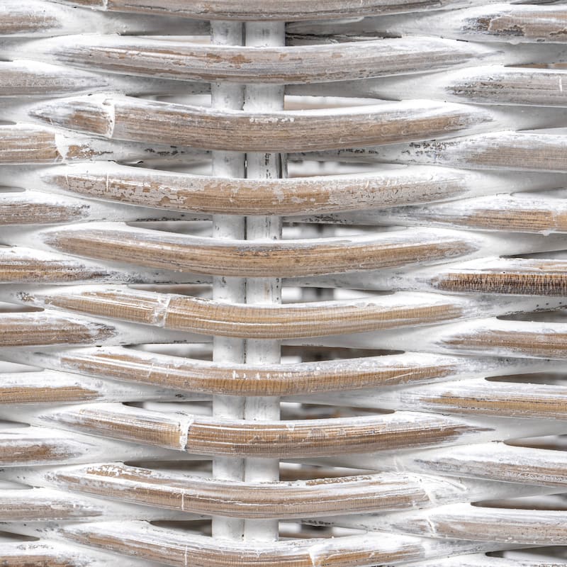 happimess Arbour Rustic Hand-Woven Rattan Nesting Baskets with Wheels and Handles, White Wash/Kubu Gray (Set of 2)