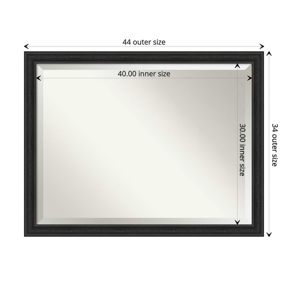Beveled Bathroom Wall Mirror - Shipwreck Black Narrow Frame