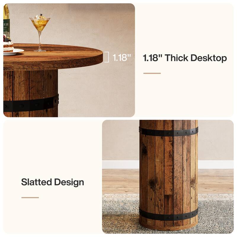 39.4 Inch Bar Height, Round Bar Table, Bistro Pub Table for Kitchen
