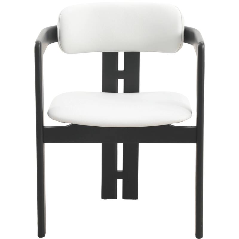 Dining Chairs Upholstered Leather Seats in Rubberwood Set of 2 Arm Chairs Open Back Design