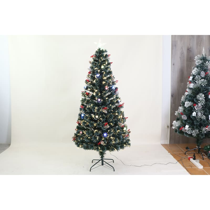Green Frosted Christmas Tree - Multicolor Cones