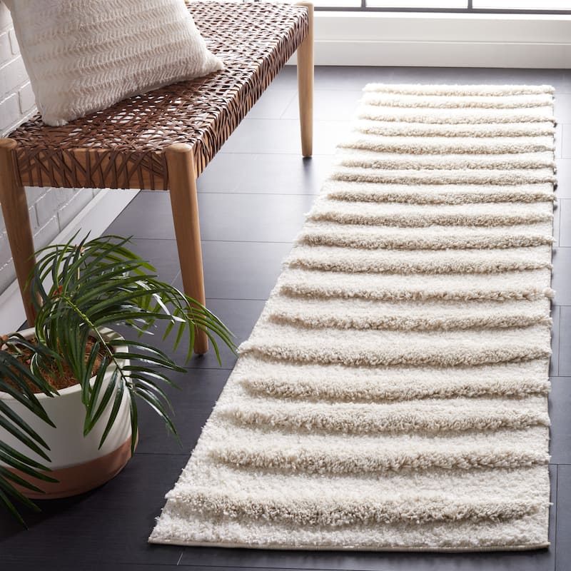 SAFAVIEH Hi-Lo Shag Agista Modern Stripe 1.6-inch Thick Rug