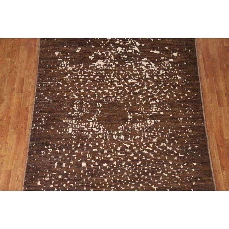 Hand Knotted Oriental 100% Wool Carpet Tribal Tribal Brown Moroccan Area Rug - 8' 2'' X 5' 8''
