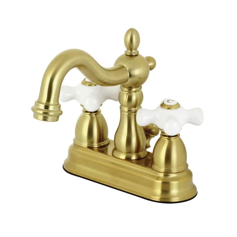 Kingston Brass Heritage Two-Handle 3-Hole Deck Mount 4 in. Centerset Bathroom Faucet