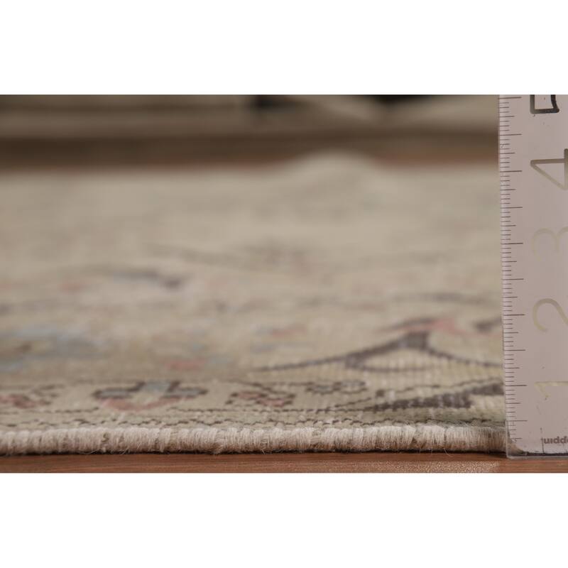 Floral Tabriz Persian Area Rug Hand-Knotted Beige Wool Carpet - 8'2"x 10'11"