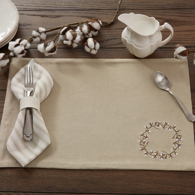 Park Designs Beige Cotton Wreath Placemat Set of 4 - 13" X 19"