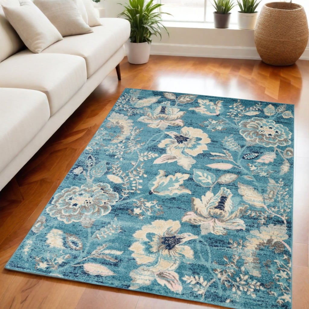 Bufo Power Loomed Distressed Floral Traditional Stain Resistant Area Rug By HomeRoots