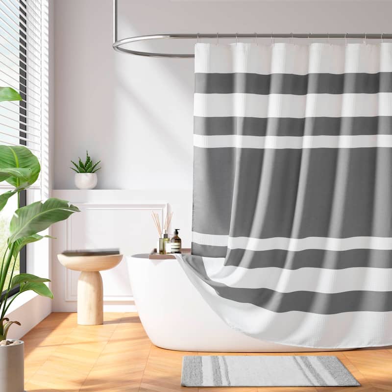 Madison Park Spa Waffle Shower Curtain with 3M Treatment - 72x72" - Charcoal